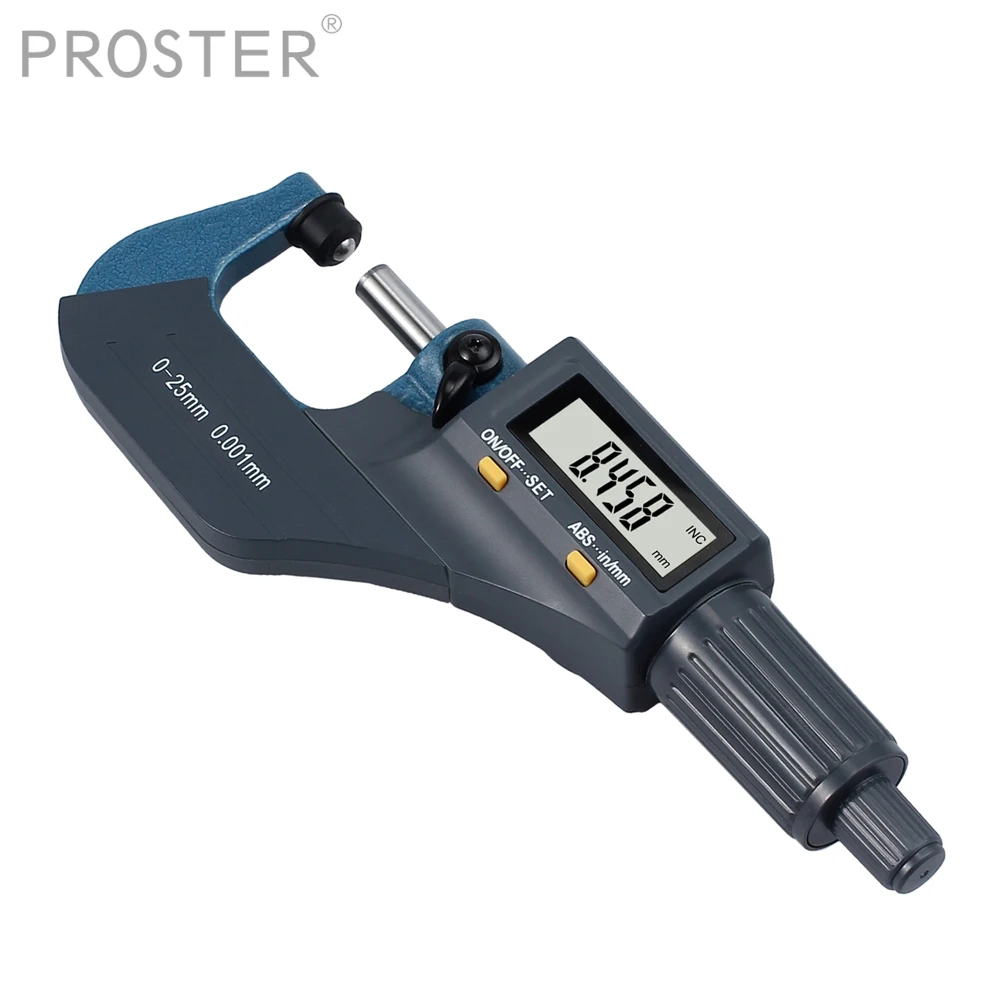 

PROSTER 0-25mm Digital Electronic Micrometer LCD Display Professional Tester Tool Measuring Metric/Standard 0.00005" Resolution