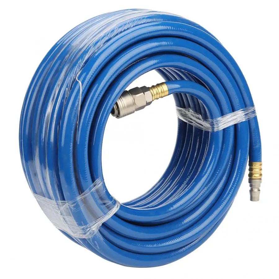 Синий Гибкий пневматический шланг из ПВХ длиной 15 м с быстрым разъемом для