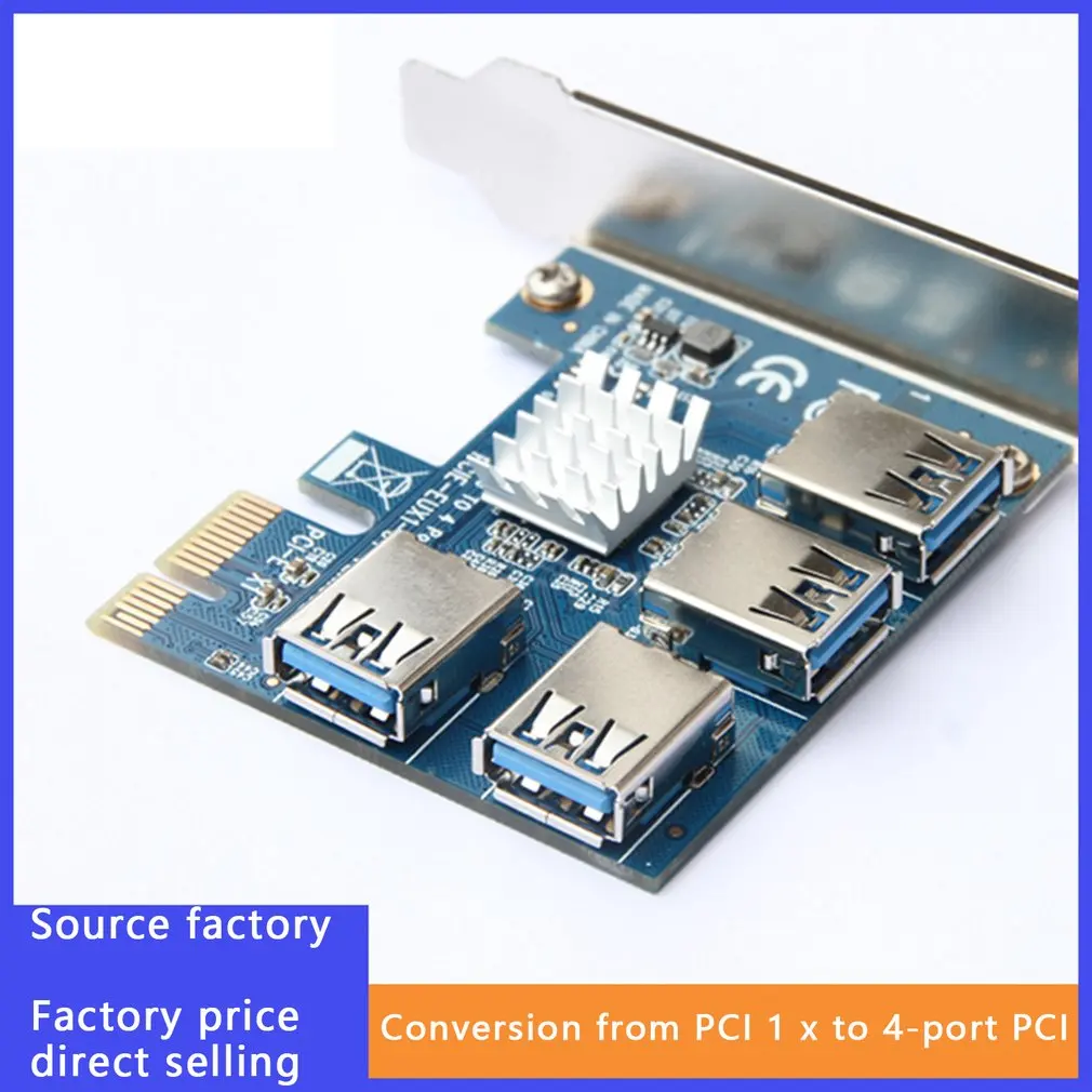 

Hot New PCIe One To Four PCI Express 16X Slots Riser Card PCI-E 1X To External 4 PCI-e Slot USB 3.0 Riser Card