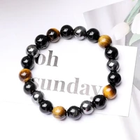 1 pcsset fashion couple tiger eye stone bracelets bangles classic black brown natural lava stones charm bead bracelet women men