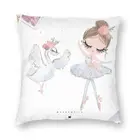 Наволочка для подушки с изображением балерины, двусторонняя, розовая