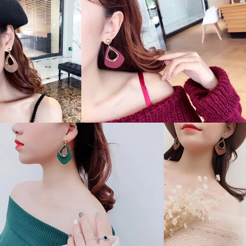 

Women's Fashion Statement Earring Red Green Brown Color Long Wooden Earrings Wedding Party Gift Heart Earrings Wholesale