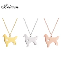 lovely golden retriever pendant necklace gold silver color stainless steel custom name dog breed charm choker for pets dog lover