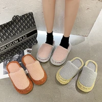 zapatos mujer winter slippers women shoes non slip plush cotton warm slippers flat shoes indoor slippers color matching female