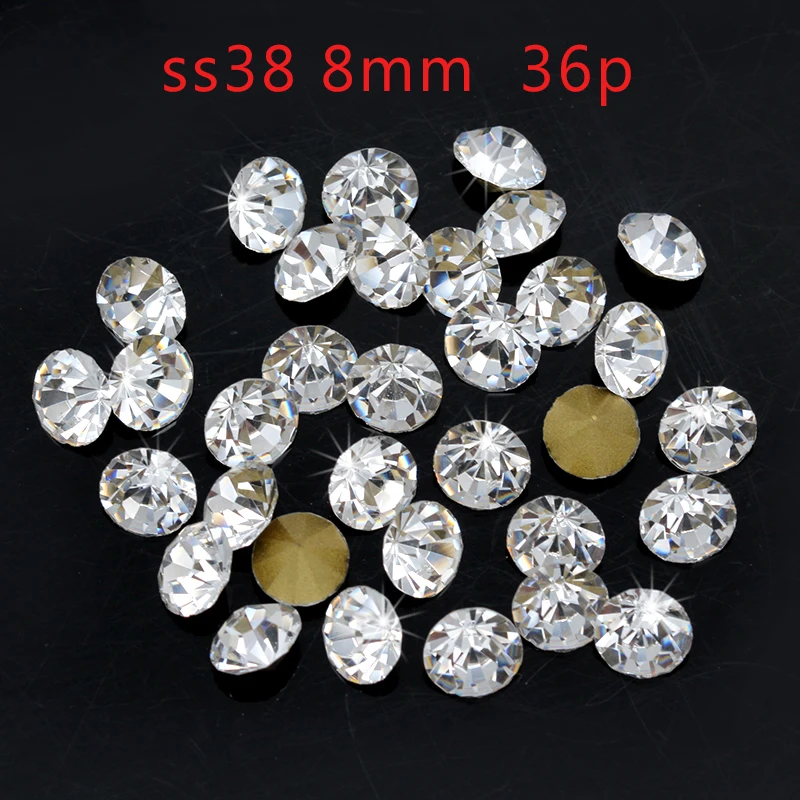 Горячая распродажа! ss1-ss45 круглые заостренные граненные кристально чистые Стразы под бриллиант украшения для ногтей ювелирные изделия - Цвет: ss38 8mm  36p