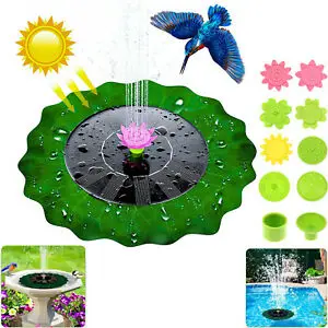 

9 Nozzle Solar Floating Water Feature Pump Lotus Fountain Pond Pool Bird Bath
