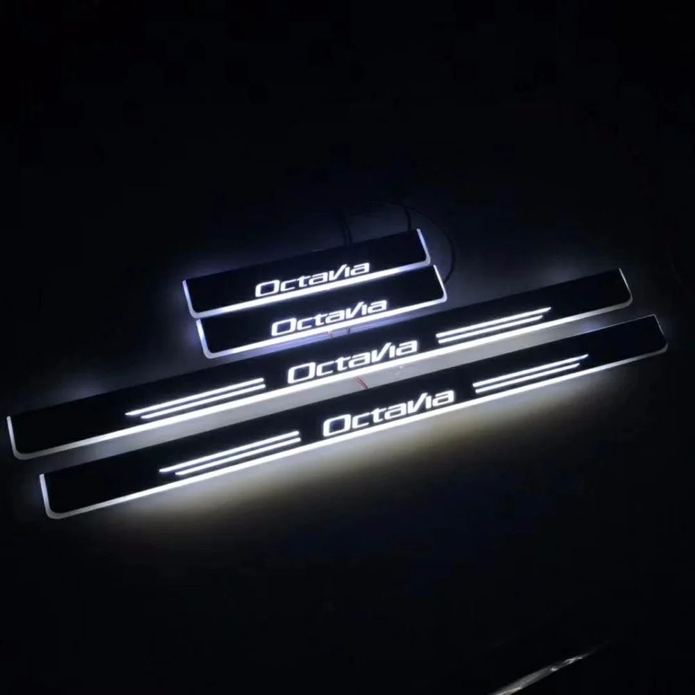 

Osmrk led moving door scuff for skoda octavia dynamic door sill plate flat lining overlays guards flowing/fixed light