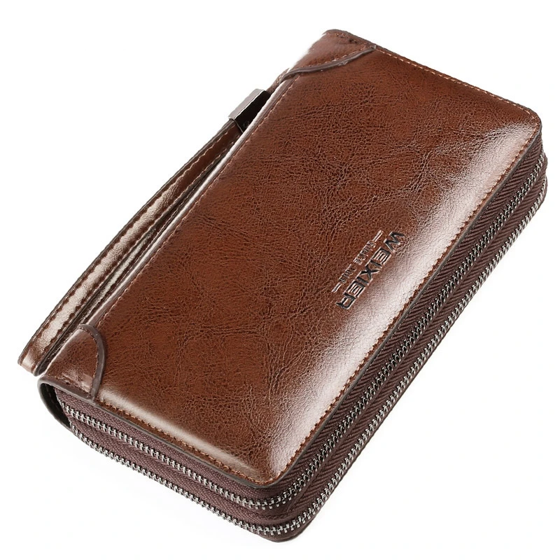 Weysfor Men Wallets Leather Men Clutch Bags Koffer Wallet Leather Large Long Wallet With Coin Pocket Zipper Men Purse