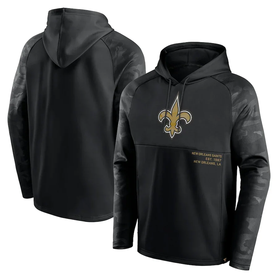 

New Orleans Men sports Hoodies Saints sweatshirts Fanatics Branded Shade Defender Raglan Pullover football mens Hoodie clothing