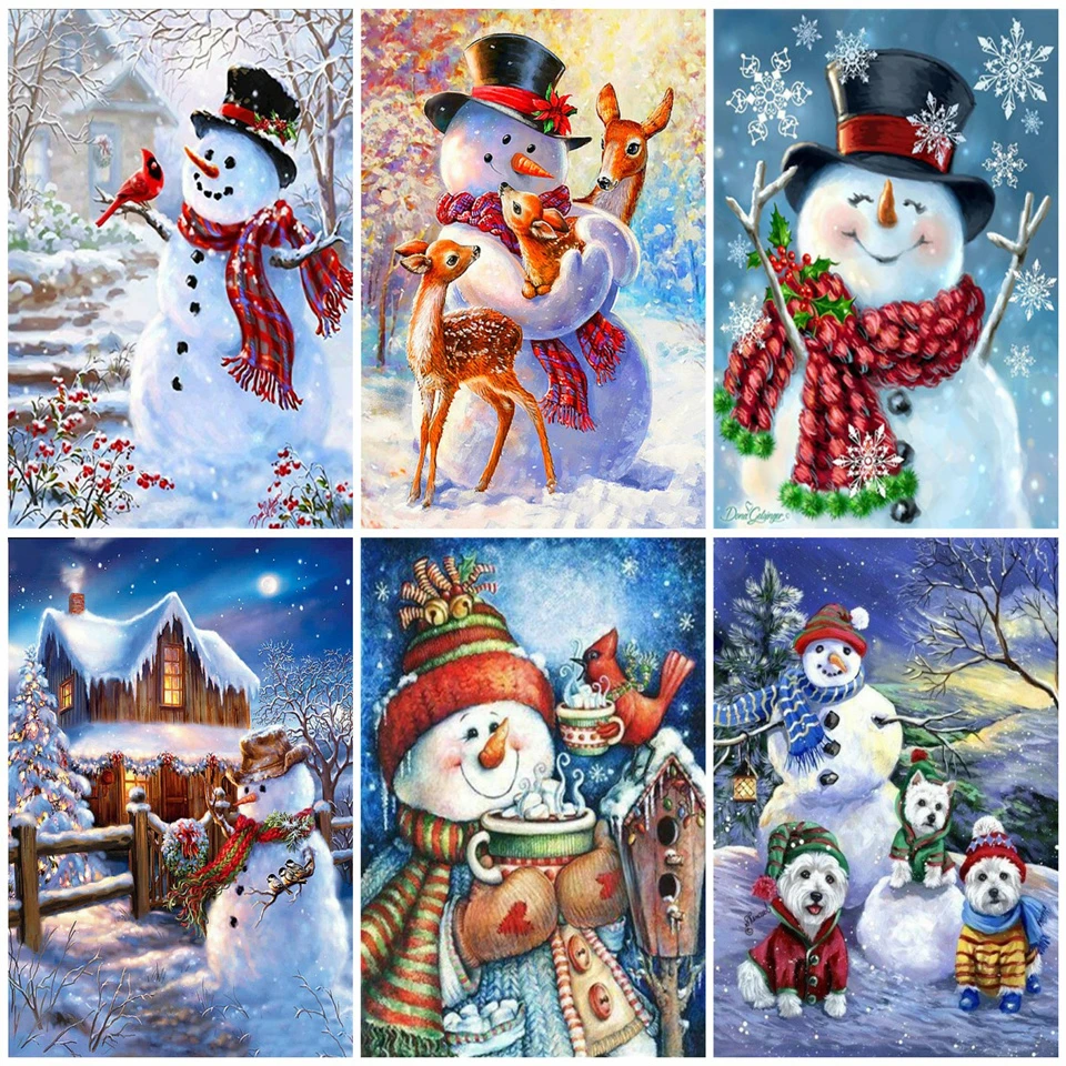 AZQSD 5D DIY Diamond Painting Snowman Full Kit Square Drilling Picture Of Rhinestones Cartoon Diamond Embroidery Home Decortion