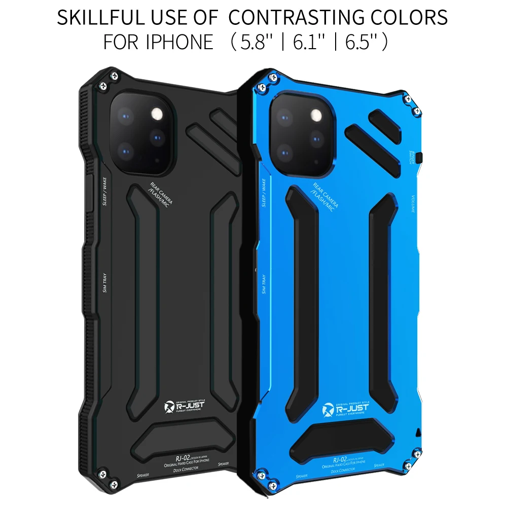 

R-JUST Armor Aluminum Metal Cover Case for iPhone11 11 Pro Max 11 Pro XS XR Phone Cases Gundam Life Waterproof shockproof