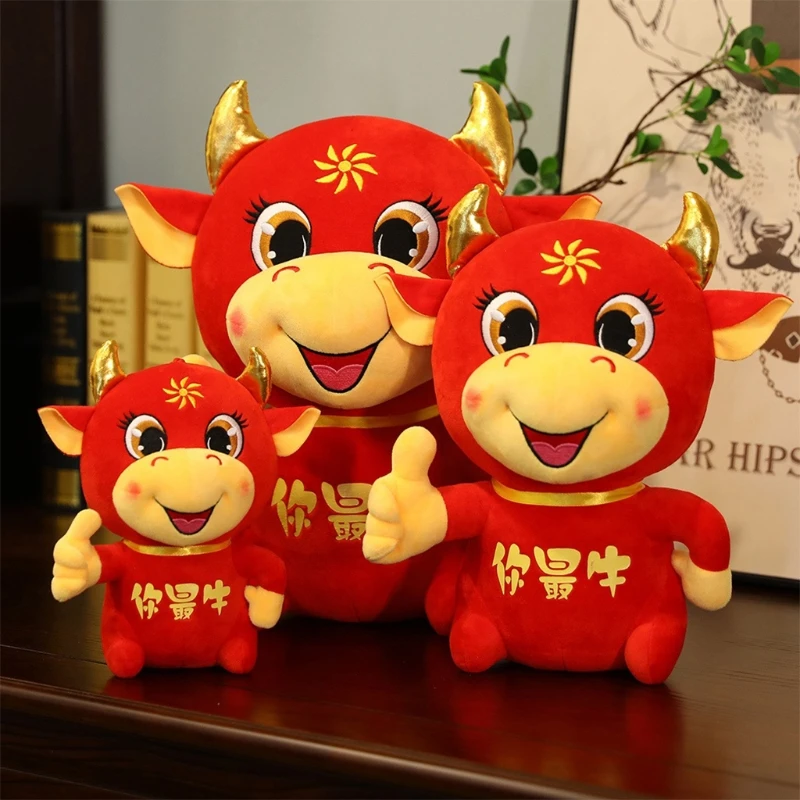 

Chinese New Year Animal Plush Red Cattle Doll Cow Lucky Doll Stuffed Animal