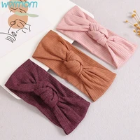 warmom soft nylon bow baby headband for girls cute headwear solid color bowknot elastic hair band baby hair accessories