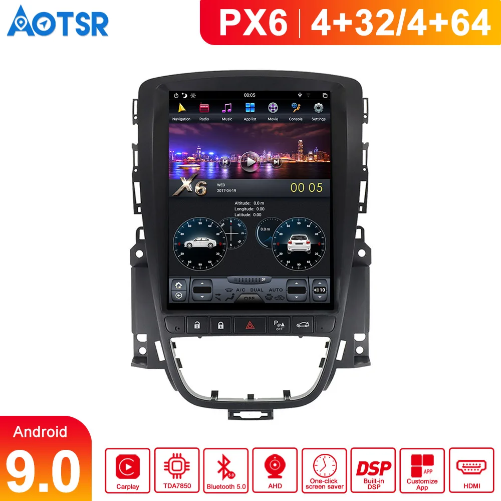 Для px6 Android 9 Tesla стиль Автомобильный gps навигатор OPEL Astra J 2010 + мультимедийный плеер
