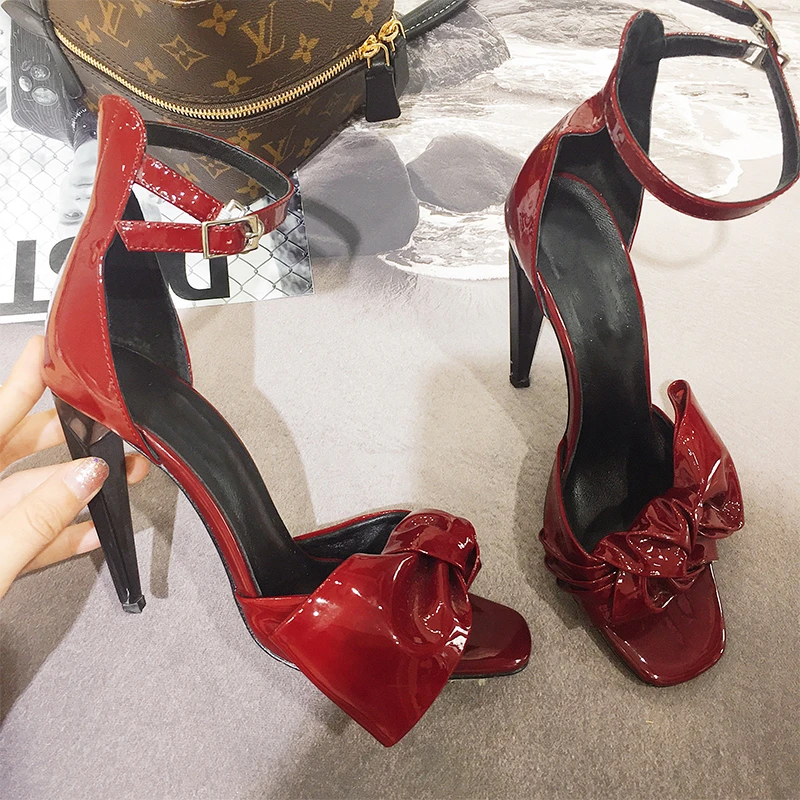 Босоножки на высоком каблуке с бантом женские летние сандалии sandalia feminina Цвет