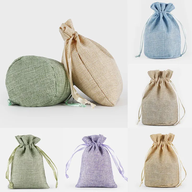 

Reusable Portable Drawstring Bags Girls Jewelry Bags Women Cotton Linen Travel Bags Gifts Handbag Aromatherapy Charcoal Bag