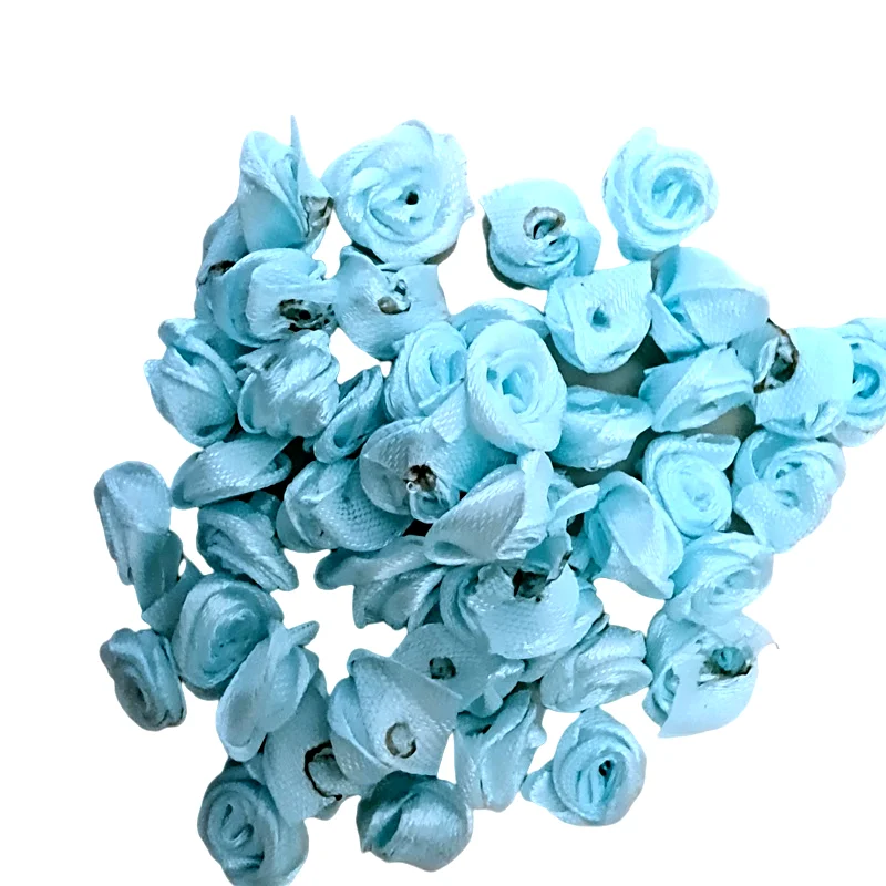 

HL 100pcs Light Blue Ribbon Rose Flowers Wedding Decoration DIY Crafts Apparel Accessories Sewing Appliques 15mm A657
