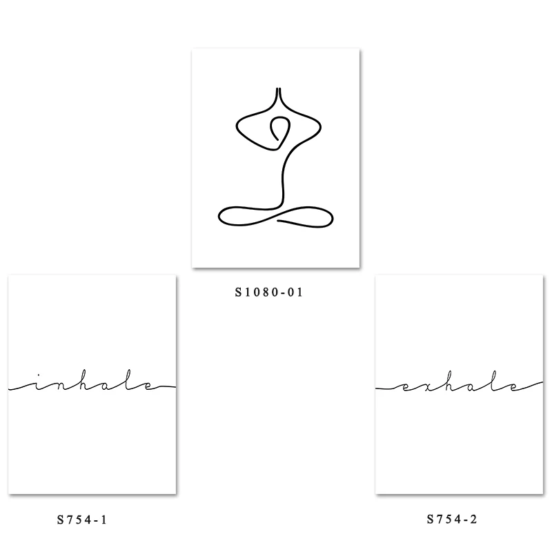 

Namaste Print Zen Yoga Wall Art Canvas Painting Black and White inhole exhole Picture Modern Minimalist Poster Home Room Decor