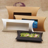 50pcs kraft paper box pillow candy box wedding favor gift boxes pvc clear window diy christmas birthday home party decoration