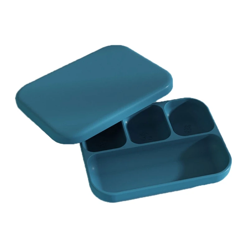 

Children's Dishes Baby Silicone Plate Bowl Kids Solid Color Plate Food Grade Child Tableware Retro Toddler Bowl 4 Grids