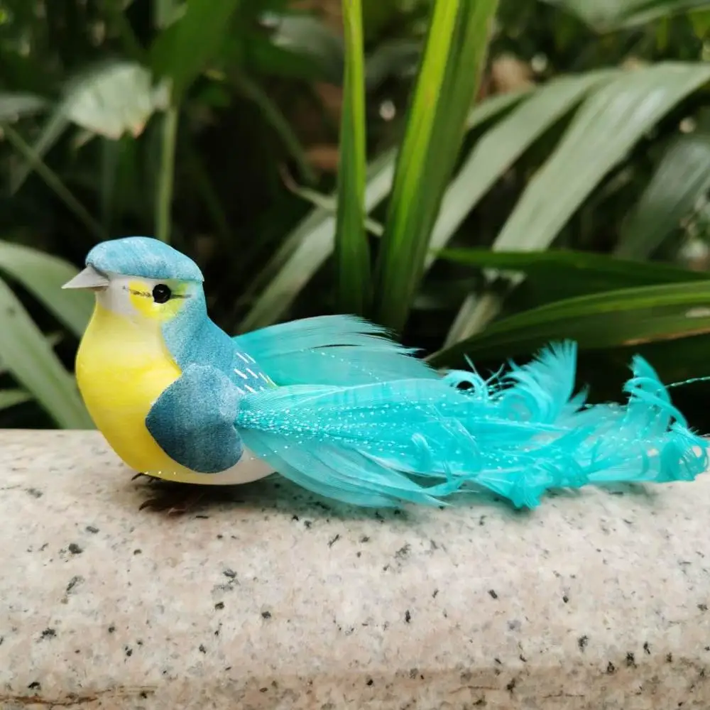 2 шт. мини птица в розовом и синем цветах искусственный пенопласт фуксия перья