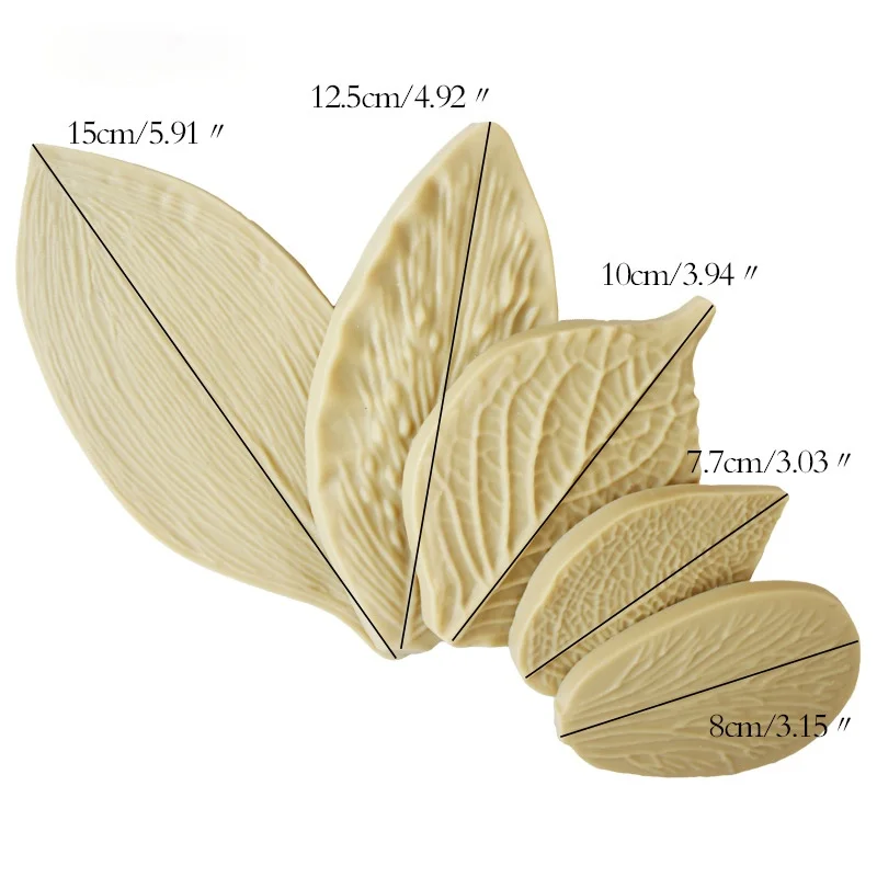 

5pieces / Set of 3D Leaves Sugarcraft Silicone Mold Fondant Pastry Moulds Baking Kitchen Accessories Cake Decorating Tools