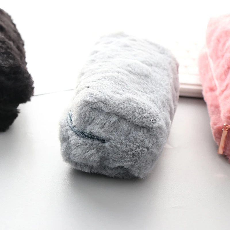 Милый кавайный однотонный плюшевый чехол для карандашей восьмиугольный мягкий