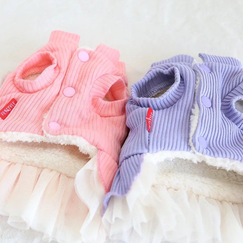 

Cute Dog Clothes Cat Dress Puppy Outfit Pet Dress Coat Winter Dog Dress Soft Sweater Clothing for Small Dogs Chihuahua