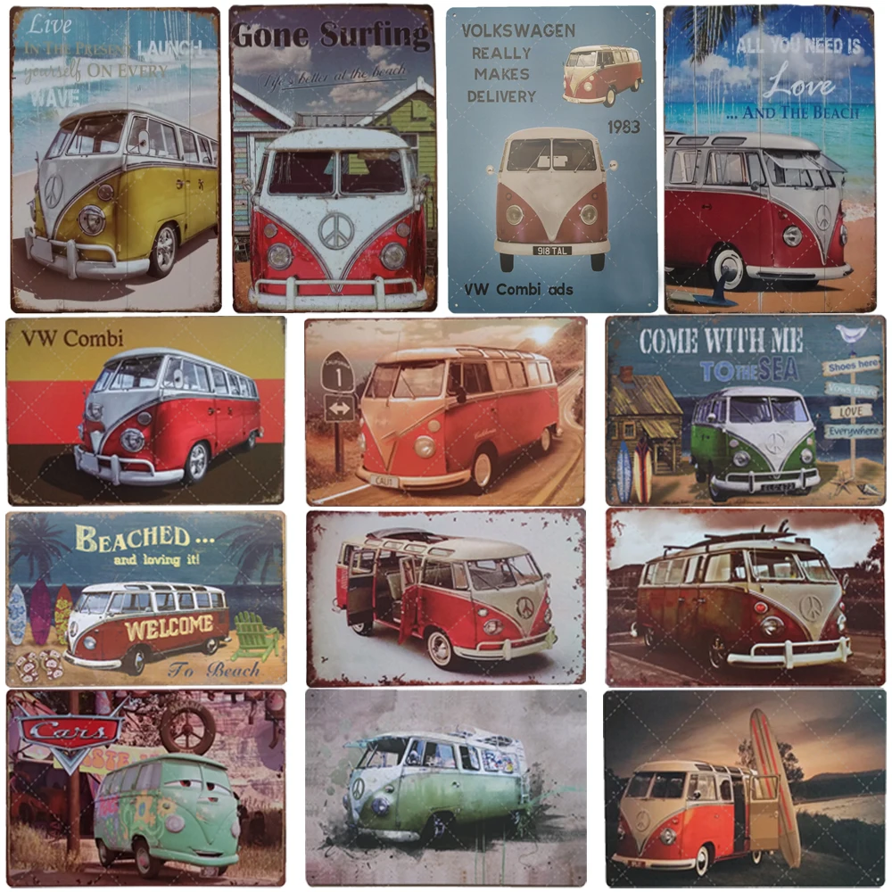 

1Pcs Metal Poster Bus Car Tin Sign Vintage Garage Home Decor Bar Pub Decoration Metal Sign Iron Painting Plaque Art Posters