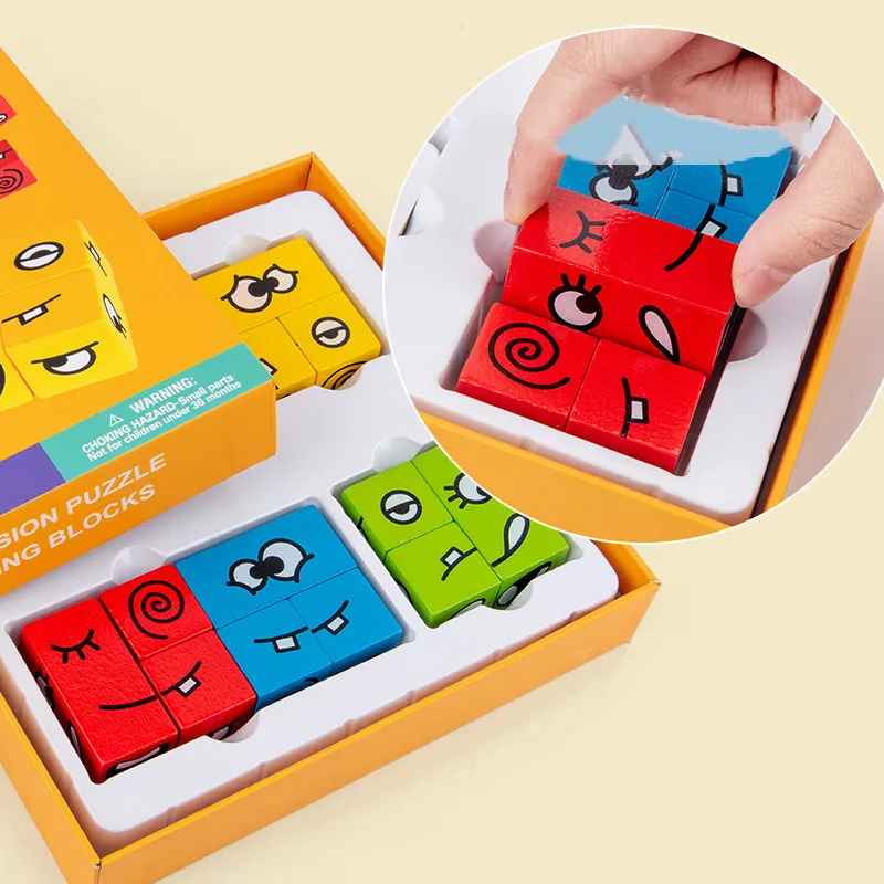 Детский деревянный кубик-головоломка Монтессори развивающие игрушки