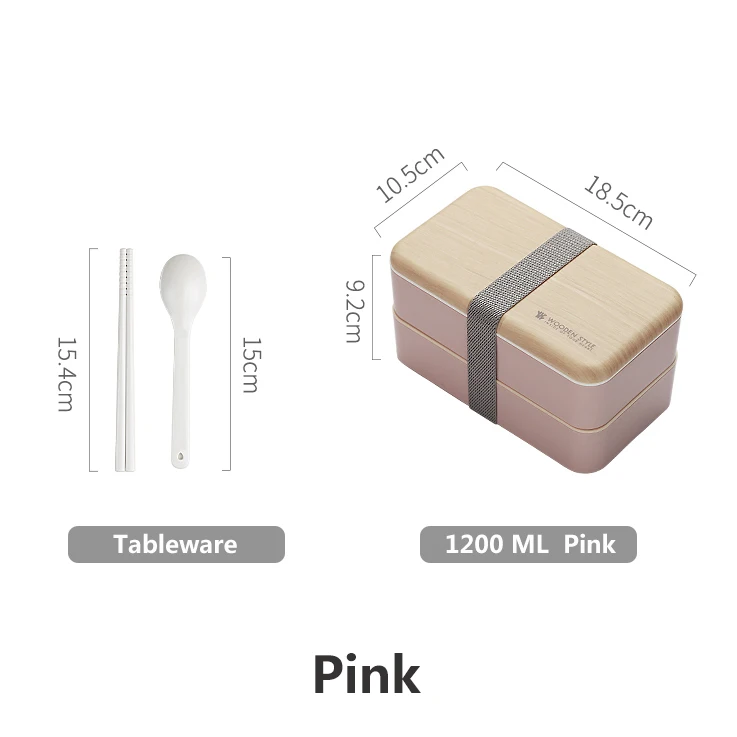 Pink BPA Бесплатный Ланч-бокс экологичный пищевой полипропиленовый двухслойный Bento box Microwaveble столовая посуда контейнер для хранения еды для офиса - Цвет: Pink