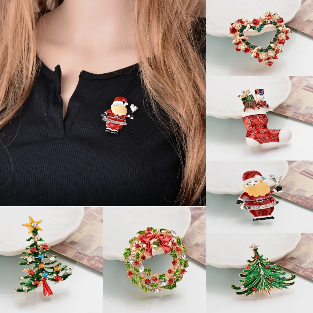 Счастливого Рождества броши булавки милый Санта Клаус шляпа перчатки
