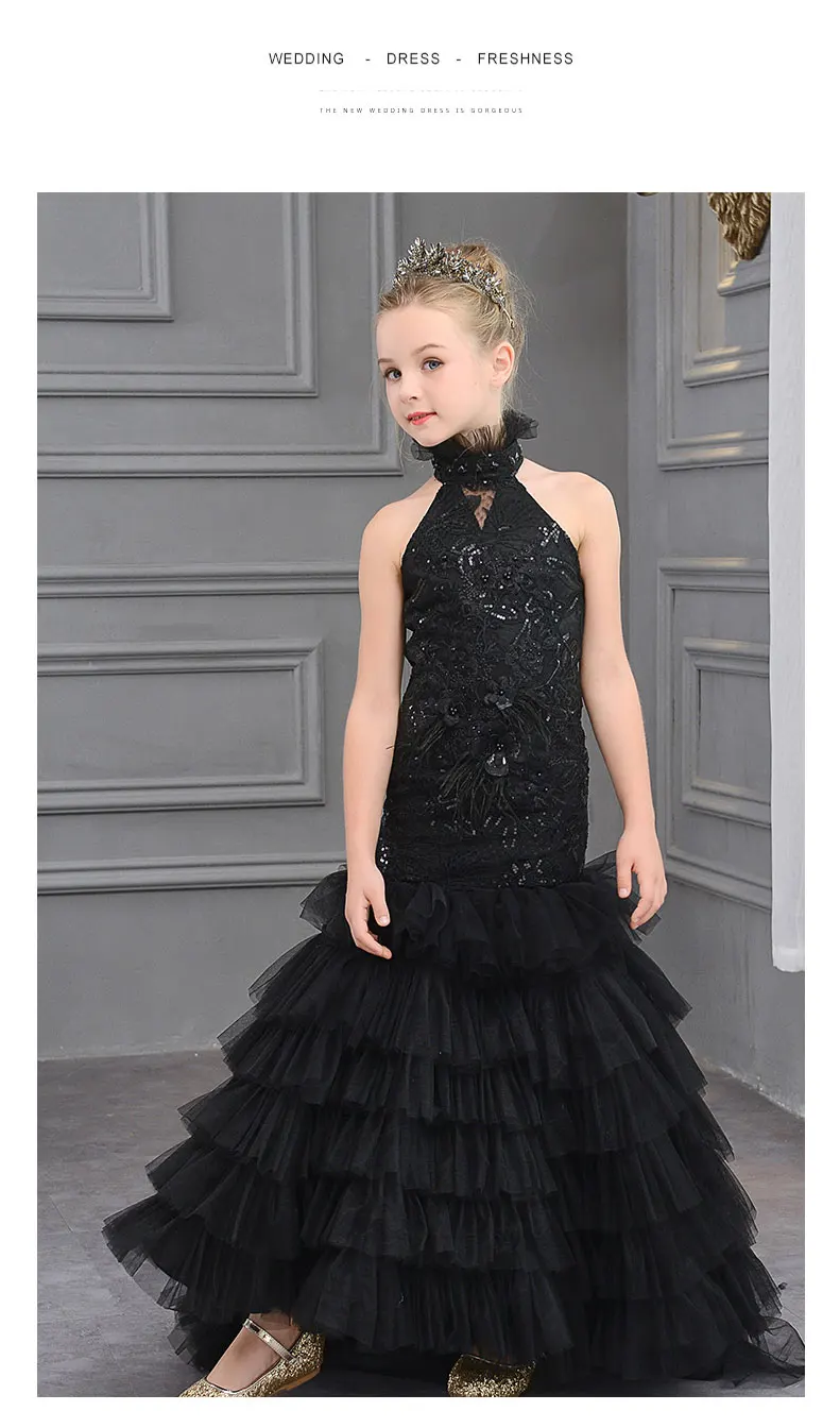 Платье для маленьких девочек Вечернее Бальное с вышивкой со шлейфом детское