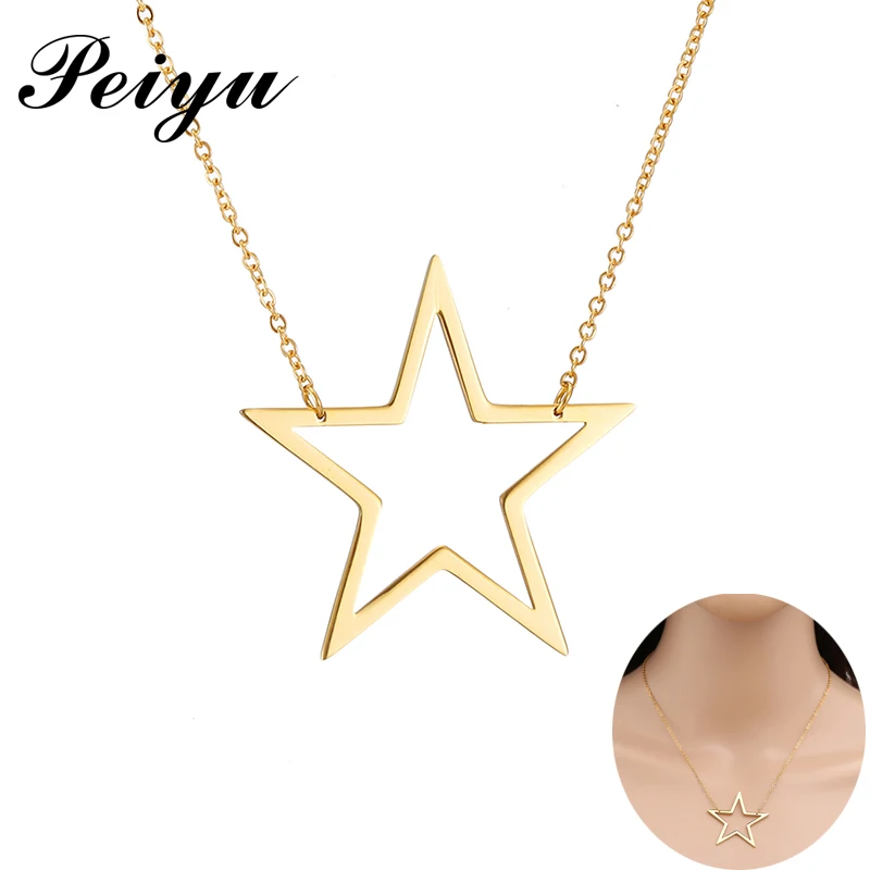 Ожерелье женское из нержавеющей стали колье с прорезями в виде большой звезды