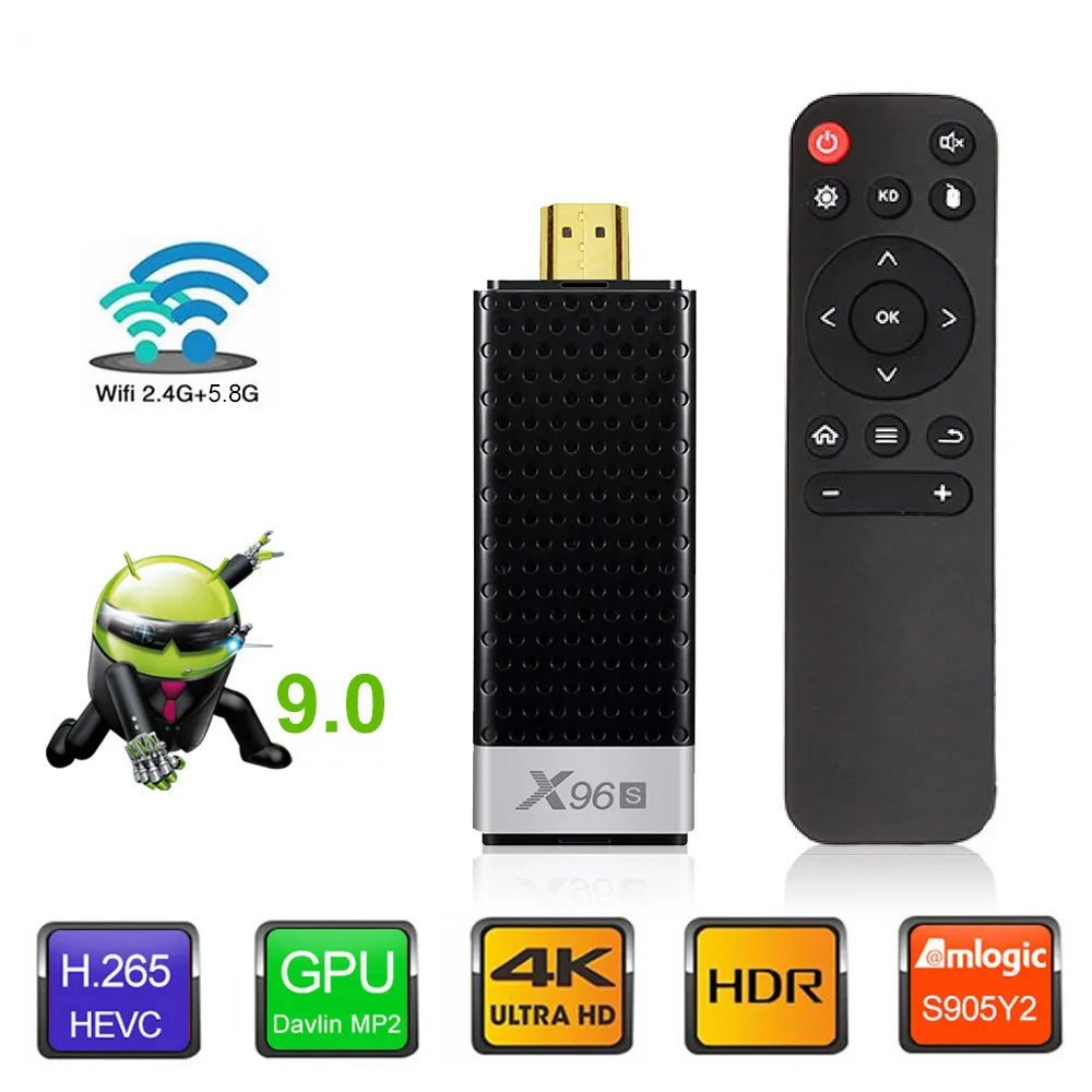 X96S Мини Смарт ТВ-палка Amlogic s905Y2 четырехъядерный 64 бит Android 9,0 4K H.265 2,4/5G wifi Bluetooth 4,2 HD медиаплеер ТВ-приставка
