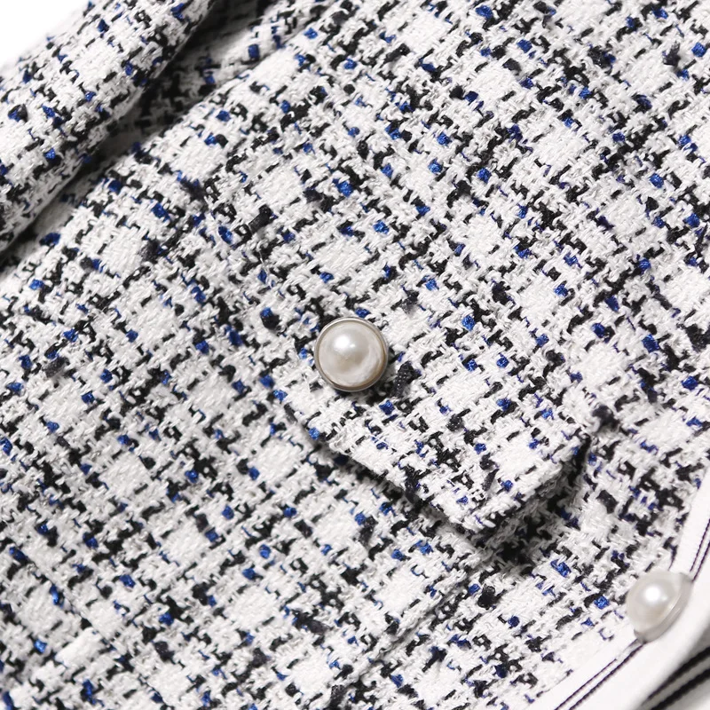 

2020New edition loose v neck aristocratic temperament small sweet style restoring ancient ways tweed coat High Quality Slim