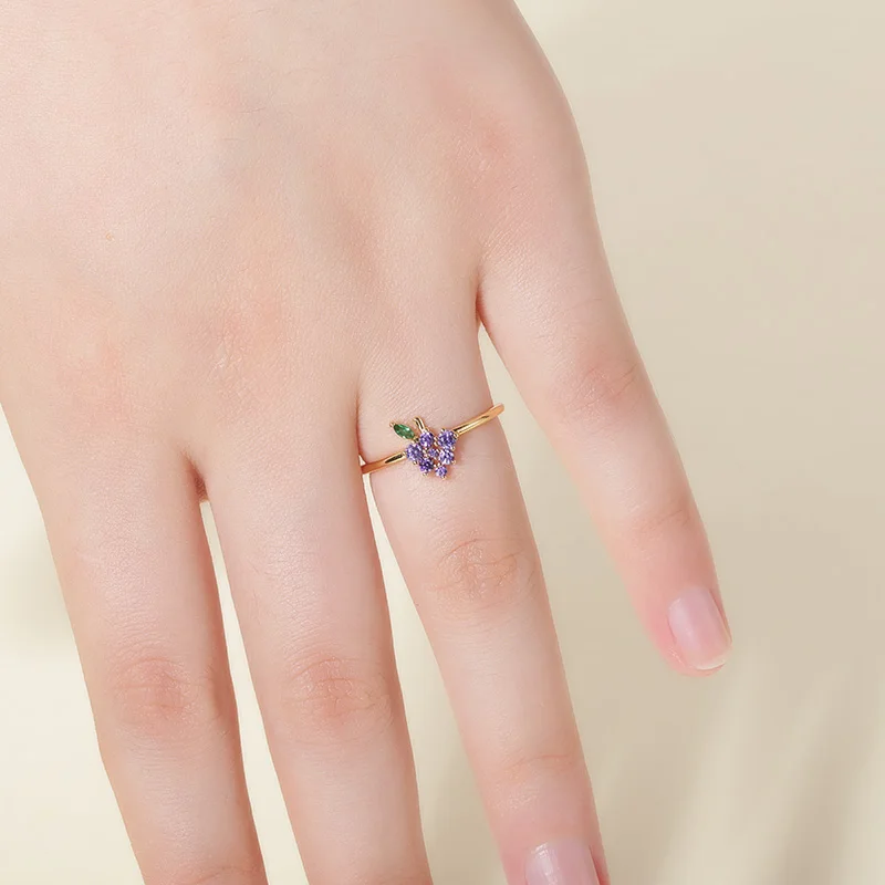 

Golden Silver Grape Ring for Women Girls Cute Punk Geometric Fruit Simple Ring Gifts Outing Party Jewelry Wholesale 2021 Trend