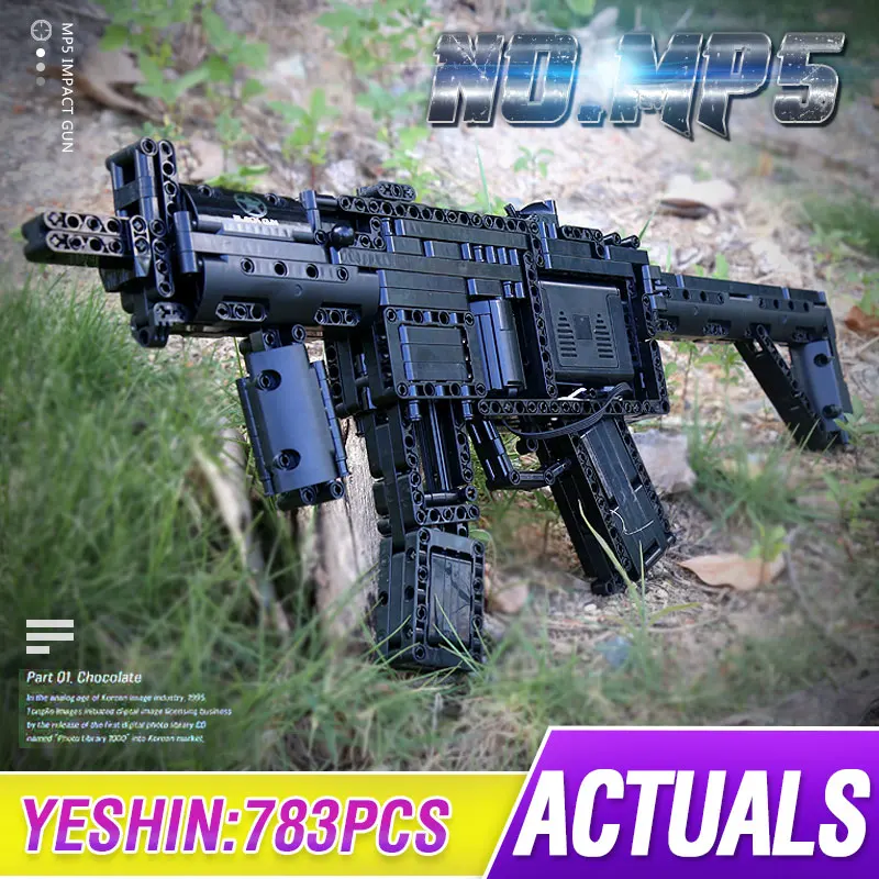 Высокотехнологичный мощный моторизованный MP5 пистолет Mould King совместимый со