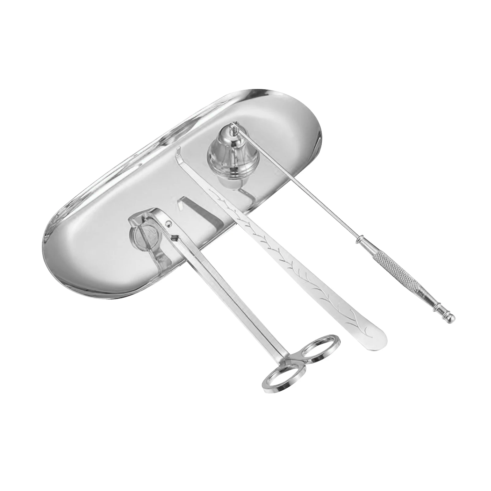 

4pcs Durable Stainless Steel Wick Trimmer Hook Storage Tray Plating Candle Accessory Set Snuffer Dipper Tool Home Decoration