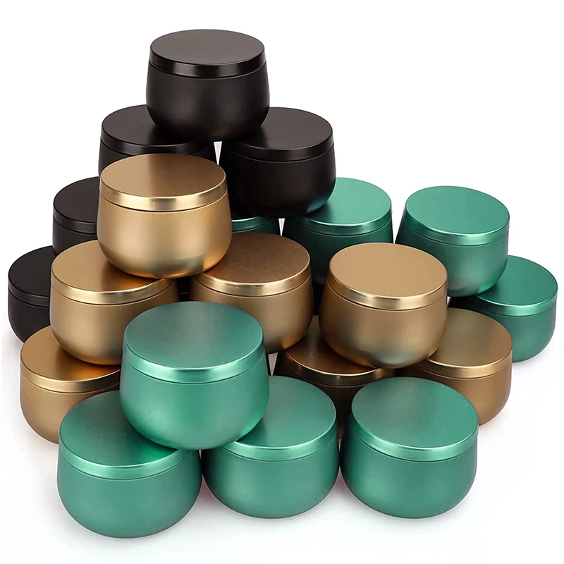 

Candle Tins 24 Pcs, 8 Oz Large Metal Cans with Lids Portable Round Travel Tin Empty Storage Container, 3-Color