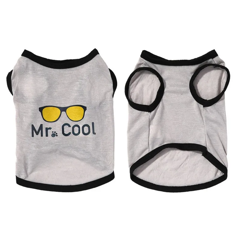 

Pet Accessories Printed Clothes Summer Dog Thin Gray T-shirt Cat Vest Cotton T Shirt Pug Apparel Costume Clothes Dropship