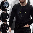 Мужская свободная рубашка в стиле хип-хоп с принтом животных, Черная пантера, осенне-зимняя свободная футболка с длинным рукавом и 3D принтом, мужская одежда