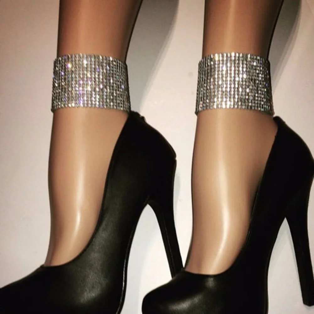 

Hot Sale New Punk Style Zinc Alloy Anklet Fashionable Sexy Full Drill Anklets For Women Party Foot Jewelry Accessories