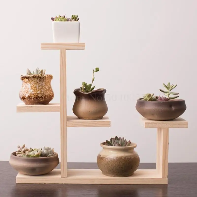 Твердая древесина настольная подставка для цветов помещений многослойная