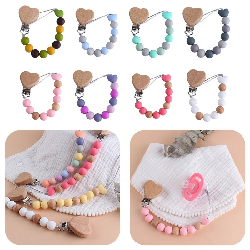 

Newborn Pacifier Clip Chain Silicone Beads BPA Free DIY Dummy Nipple Holder Soother Baby Teething Chewable Toys Shower Gifts