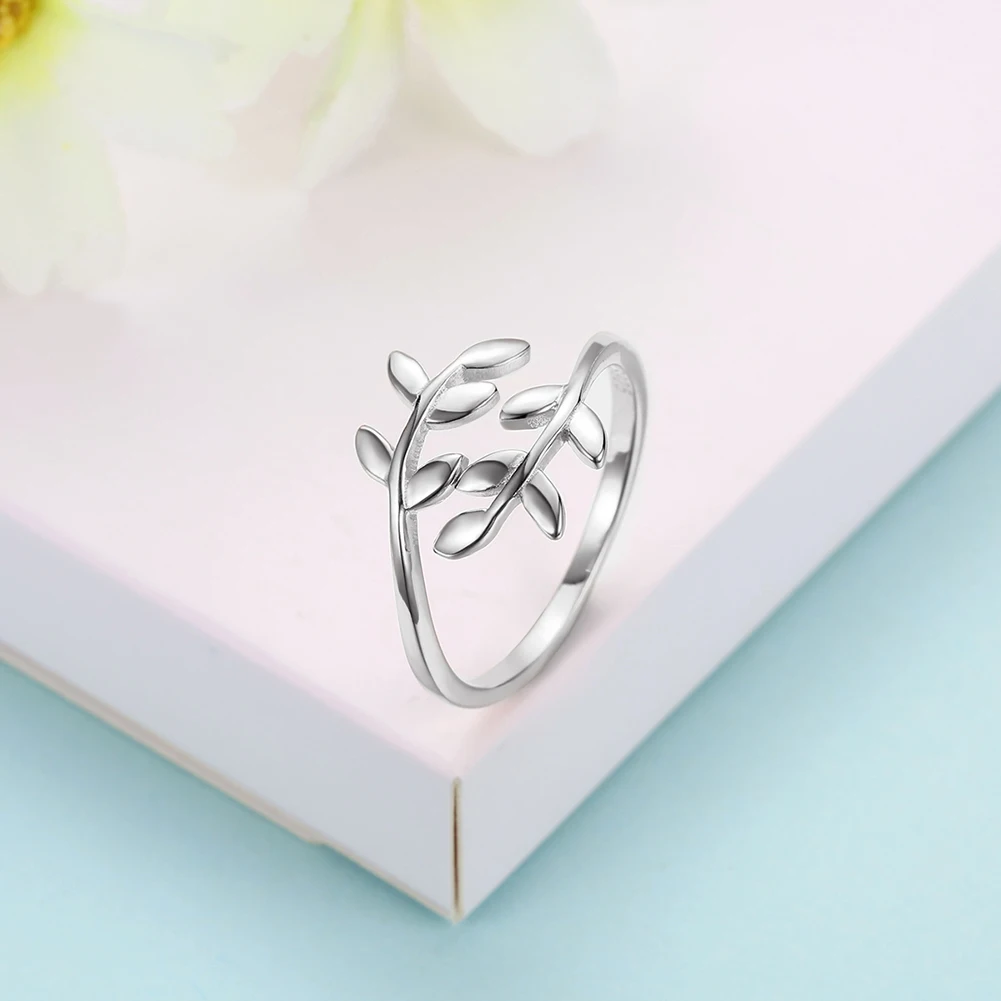 SILVERHOO Women Rings 925 Sterling Silver Minimalist Branches Open Adjustable Ring Elegant Female Fine Jewelry Gift New Arrival