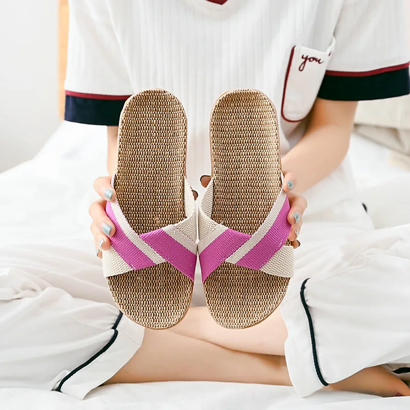 Льняные тапочки для влюбленных Красивые мужчин и женщин Нескользящие Модные