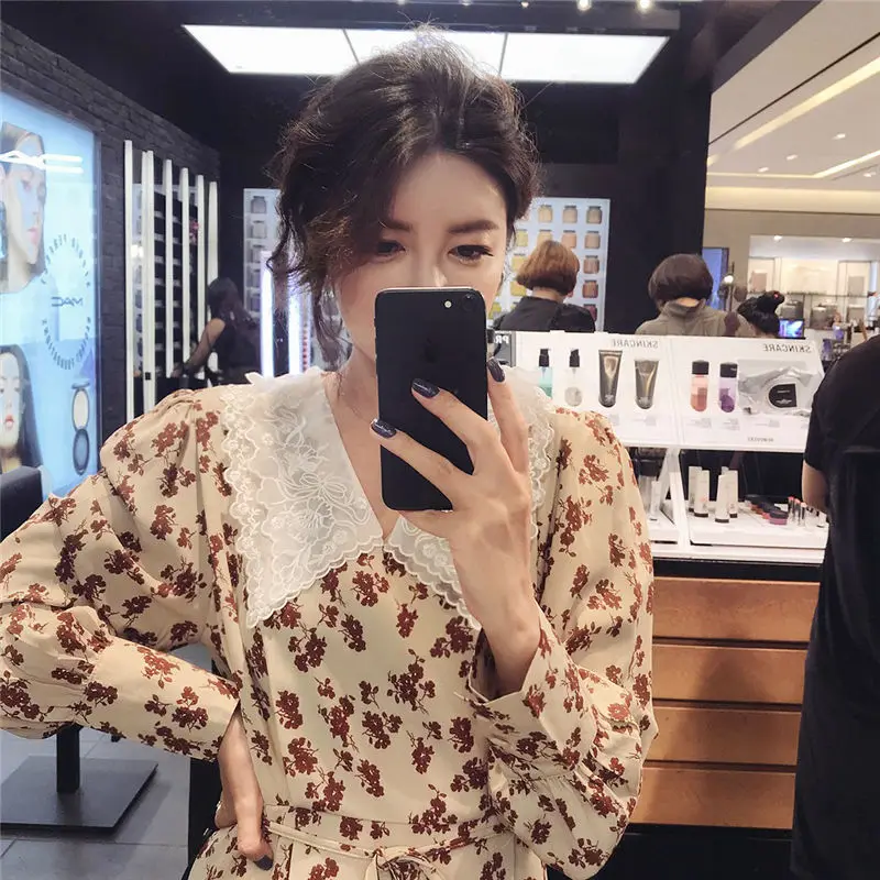

Summer Fashional Blouese Slim Sweetest Women Elegant OL Style Sexy Hot Ladies Party Long Shirt Femme Turn-down