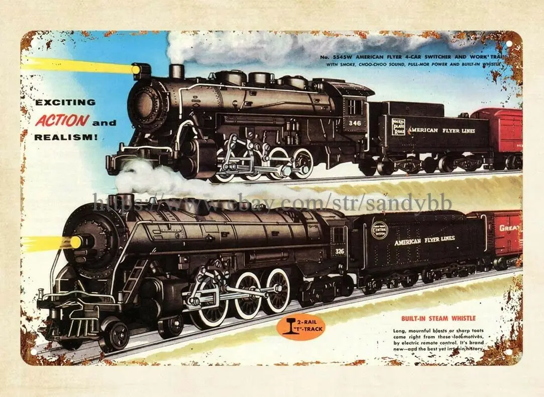 

Металлический жестяной знак «американские поезда» для домашнего декора, 1955