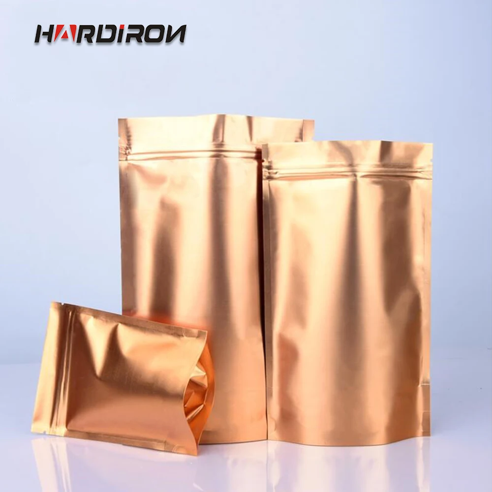 

100Piece Gold Color Stand Up Aluminum Foil Bag Zip lock Bag Food Tea Coffee Packaging Bags grain Store moisture-proof pouches